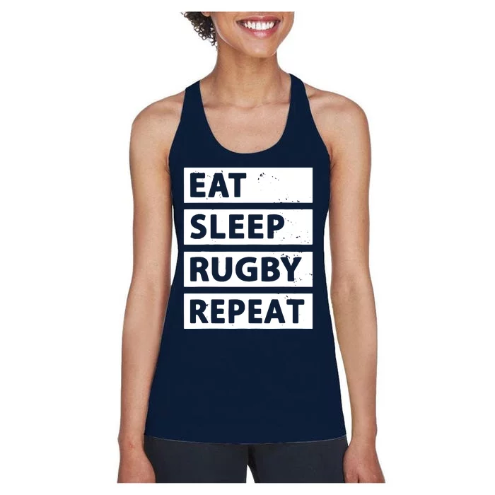 Rugby Player Eat Sleep Rugby Repeat Funny Rugby Women's Racerback Tank