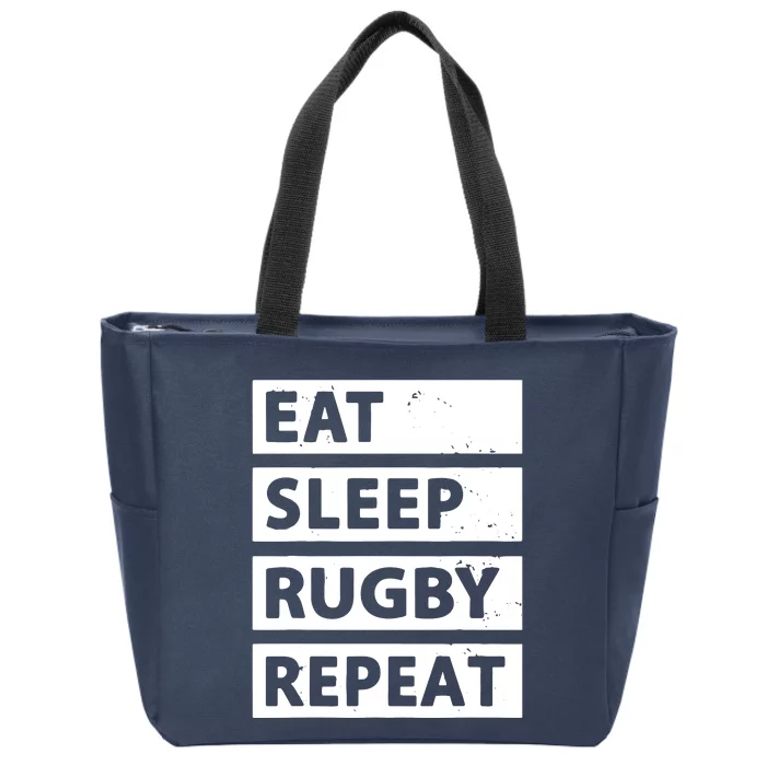 Rugby Player Eat Sleep Rugby Repeat Funny Rugby Zip Tote Bag