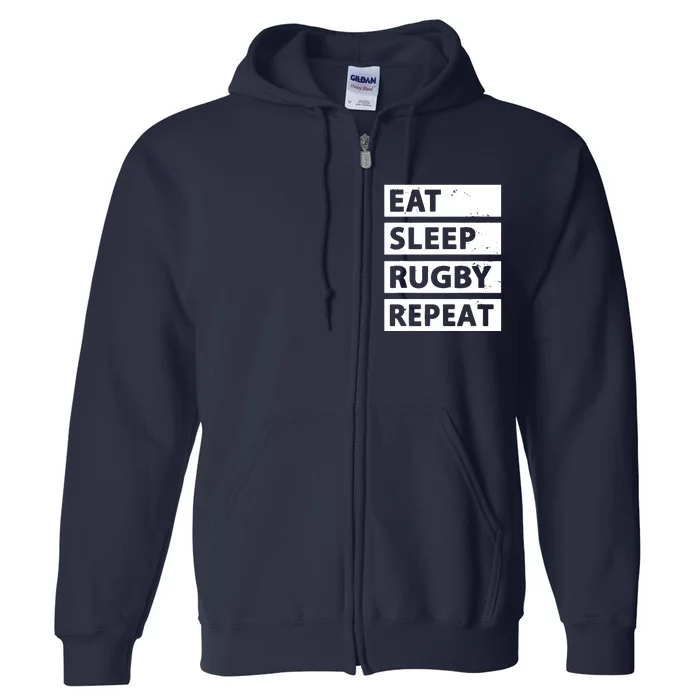 Rugby Player Eat Sleep Rugby Repeat Funny Rugby Full Zip Hoodie