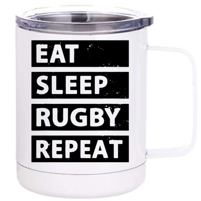 Rugby Player Eat Sleep Rugby Repeat Funny Rugby Front & Back 12oz Stainless Steel Tumbler Cup