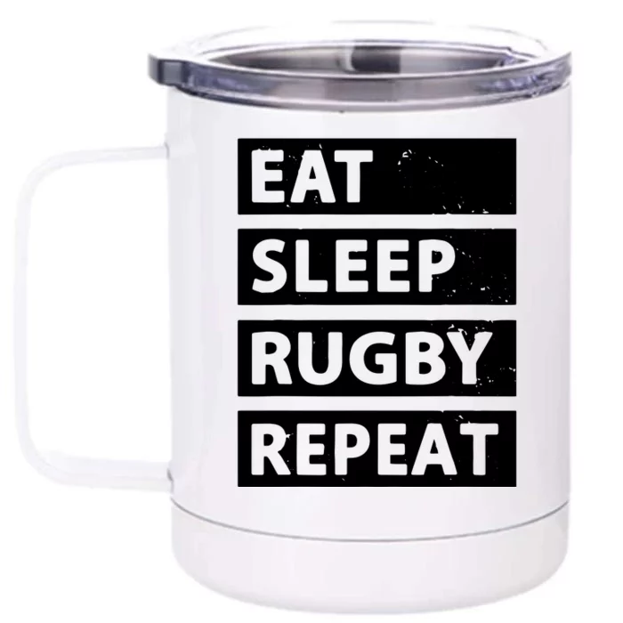 Rugby Player Eat Sleep Rugby Repeat Funny Rugby Front & Back 12oz Stainless Steel Tumbler Cup