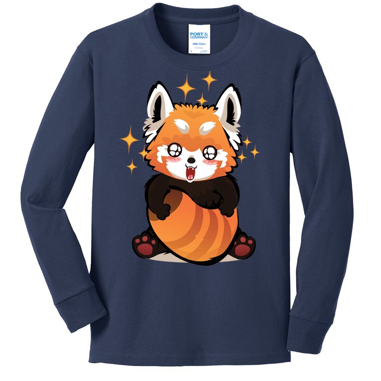 Red Panda Excited To See You Kids Long Sleeve Shirt