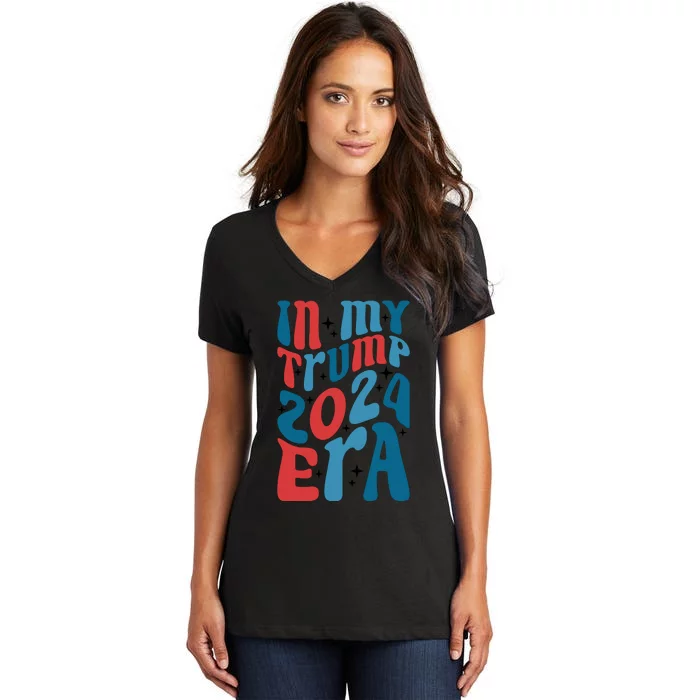 Retro Political Era Motif Women's V-Neck T-Shirt