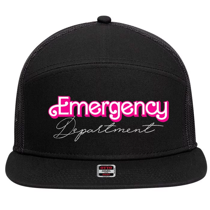 Retro Pink Emergency Departt Nurses Er Doctor 7 Panel Mesh Trucker Snapback Hat