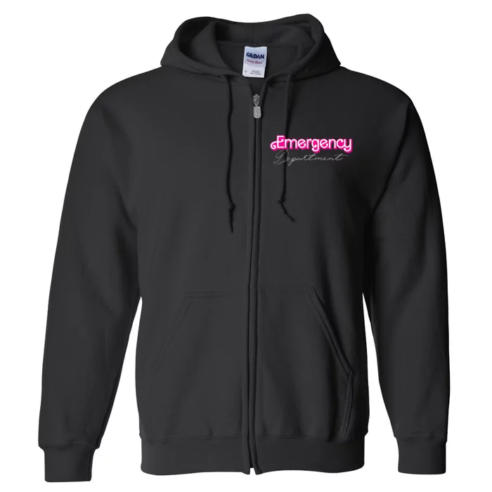 Retro Pink Emergency Departt Nurses Er Doctor Full Zip Hoodie