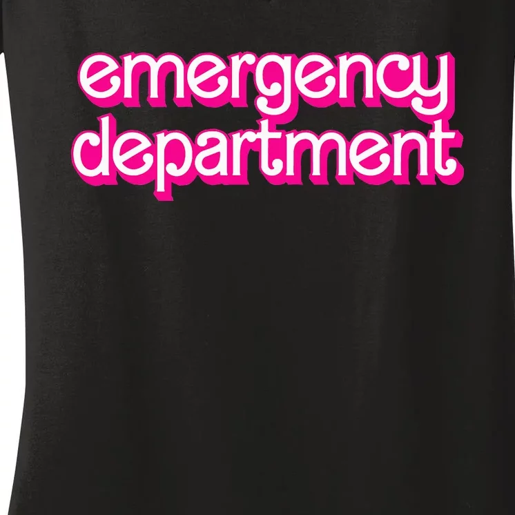 Retro Pink Emergency Departt Nurses Er Doctor Women's V-Neck T-Shirt