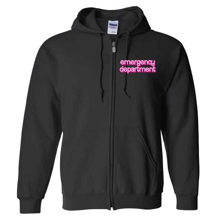 Retro Pink Emergency Departt Nurses Er Doctor Full Zip Hoodie