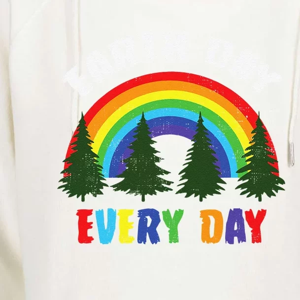 Rainbow Pine Every Day Is Earth Day Gift Idea Womens Funnel Neck Pullover Hood