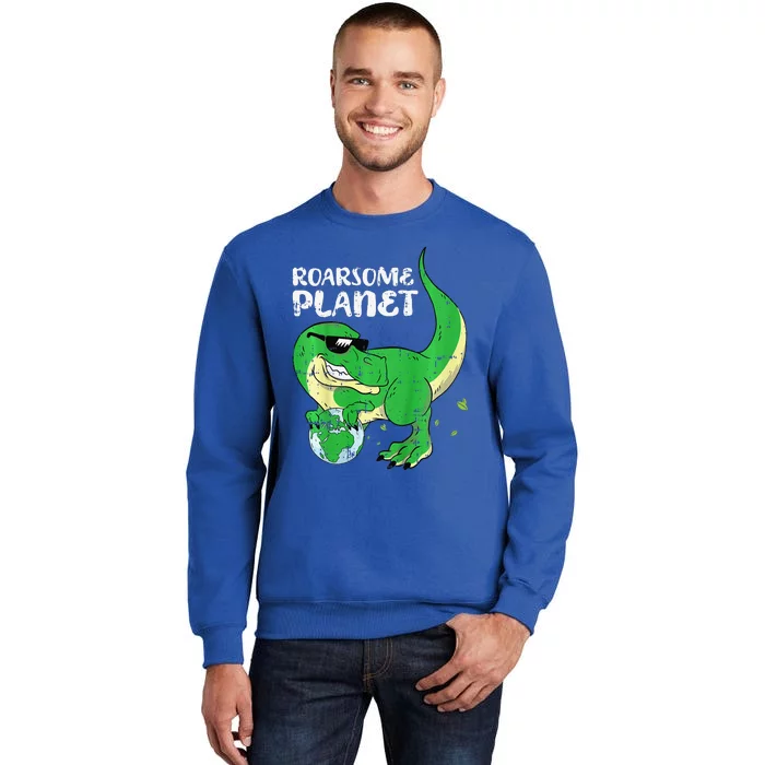 Roaring Planet Earth Day Environmental Dinosaur Sweatshirt