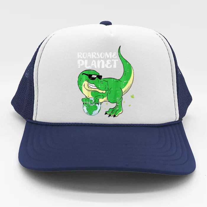 Roaring Planet Earth Day Environmental Dinosaur Trucker Hat