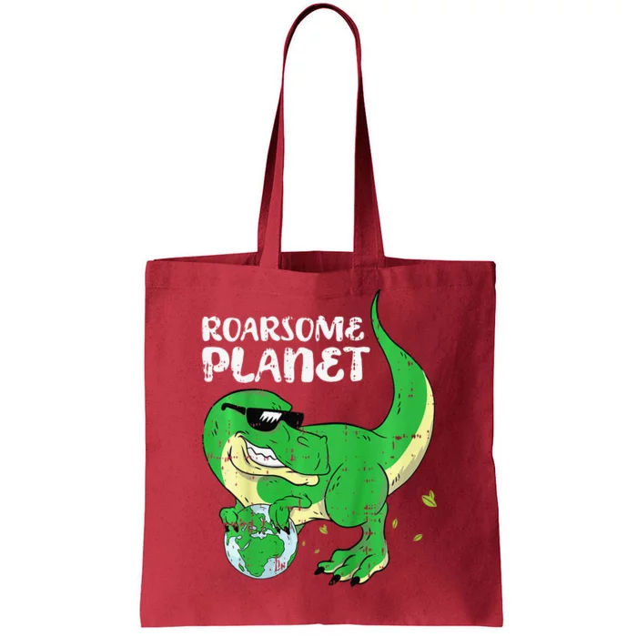 Roaring Planet Earth Day Environmental Dinosaur Tote Bag