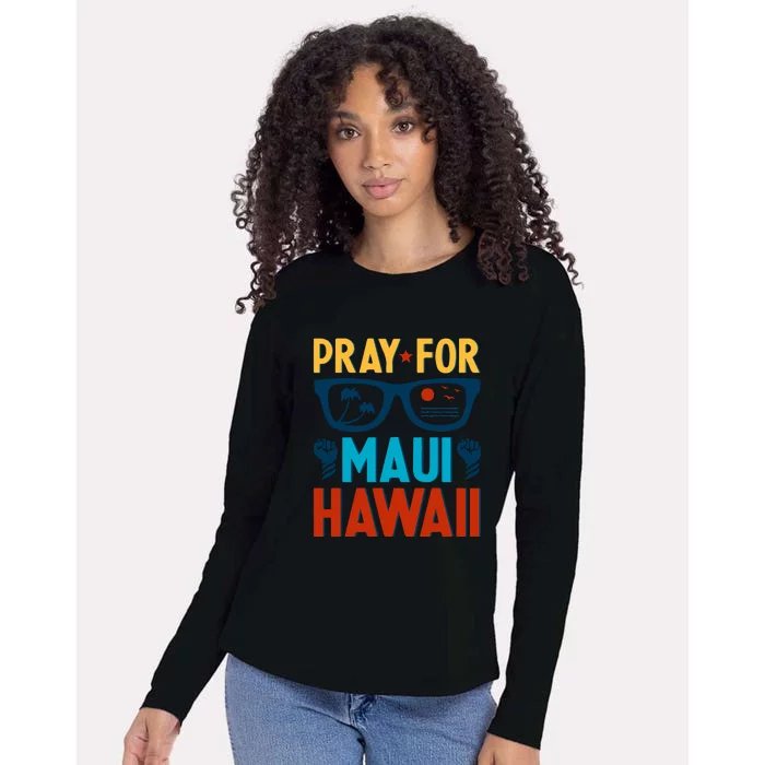 Retro Pray For Maui Support Hawaii Gift Womens Cotton Relaxed Long Sleeve T-Shirt