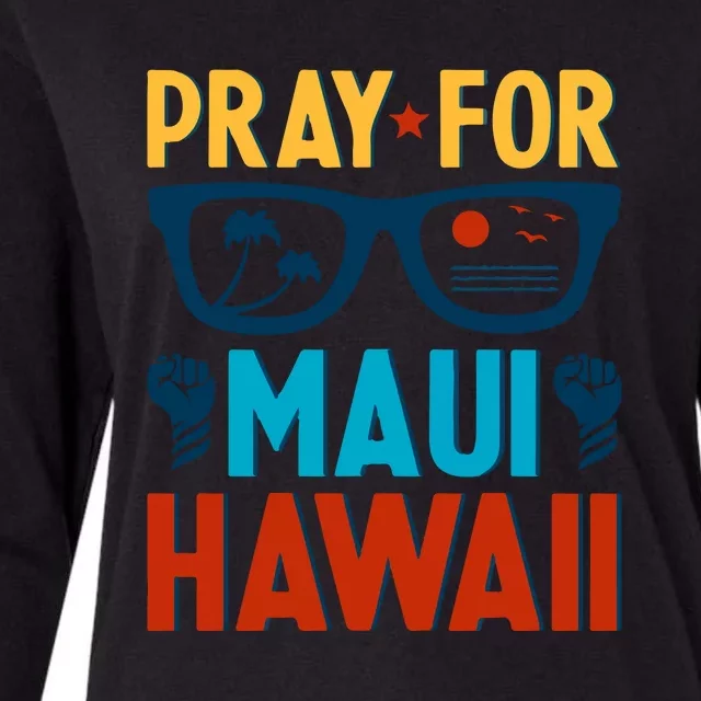 Retro Pray For Maui Support Hawaii Gift Womens Cotton Relaxed Long Sleeve T-Shirt