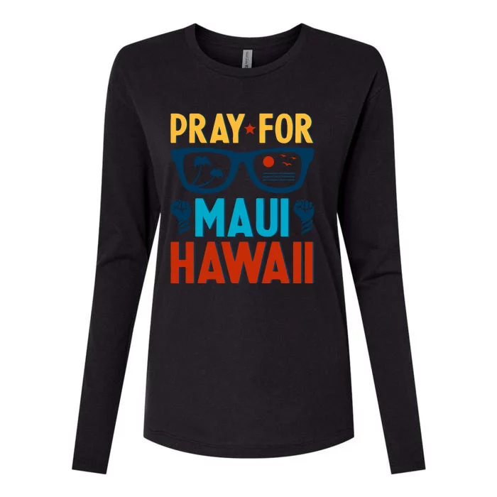 Retro Pray For Maui Support Hawaii Gift Womens Cotton Relaxed Long Sleeve T-Shirt