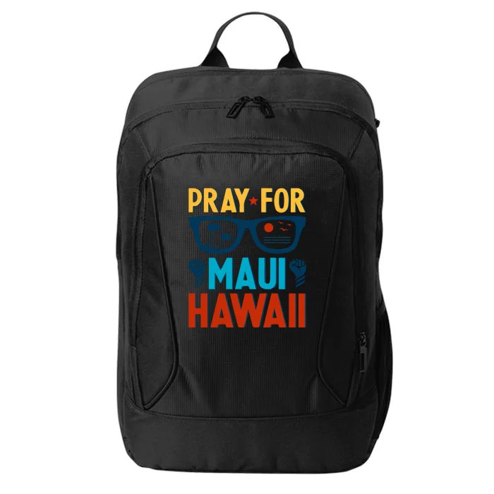 Retro Pray For Maui Support Hawaii Gift City Backpack