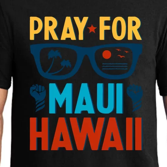 Retro Pray For Maui Support Hawaii Gift Pajama Set