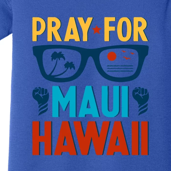 Retro Pray For Maui Support Hawaii Gift Baby Bodysuit