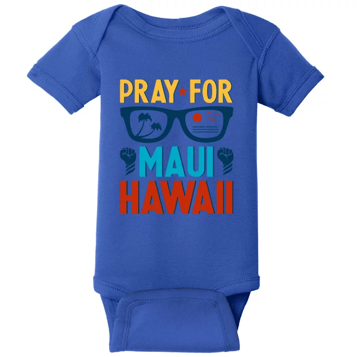 Retro Pray For Maui Support Hawaii Gift Baby Bodysuit