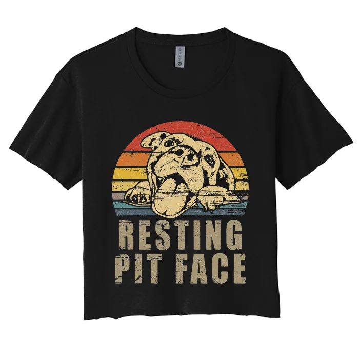 Resting Pit Face Pitbull Lovers Women's Crop Top Tee