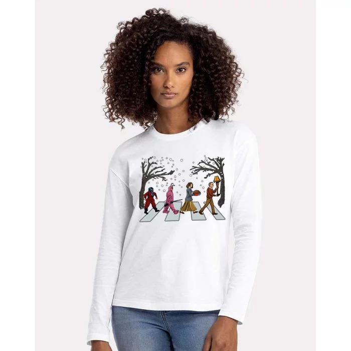 Ralphie Parker Family Passing Road Christmas Holiday Womens Cotton Relaxed Long Sleeve T-Shirt