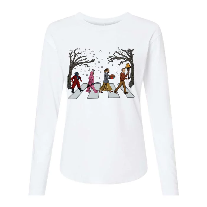 Ralphie Parker Family Passing Road Christmas Holiday Womens Cotton Relaxed Long Sleeve T-Shirt