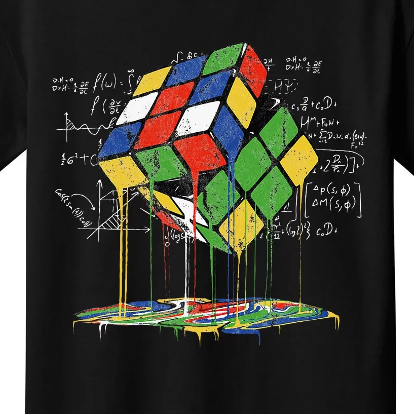 Retro Puzzle for Young Math Enthusiasts Melting Cube Speed Kids T-Shirt