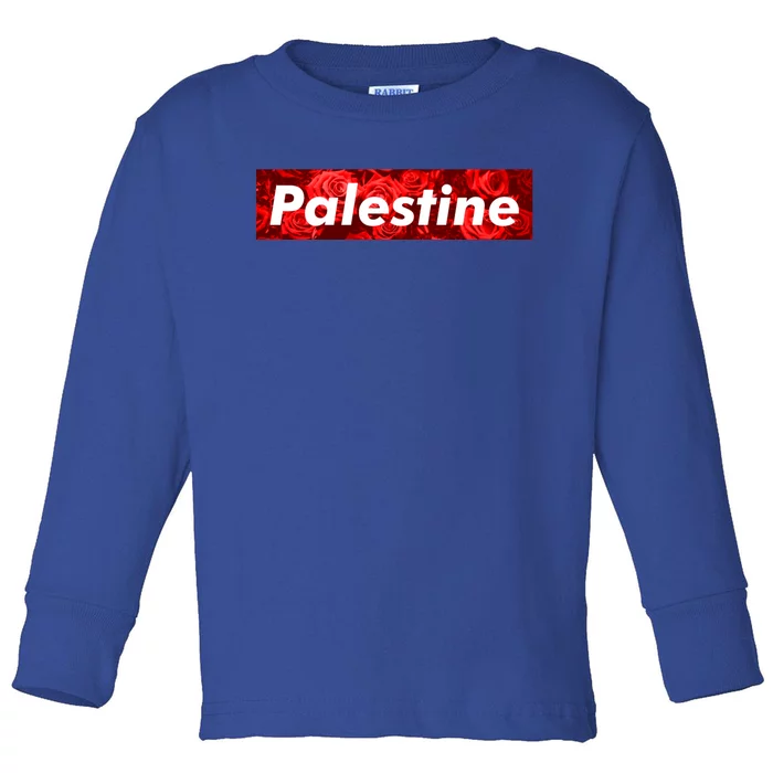 Red Palestine Free Palestine Free Gaza Flag Arabic Funny Gift Toddler Long Sleeve Shirt