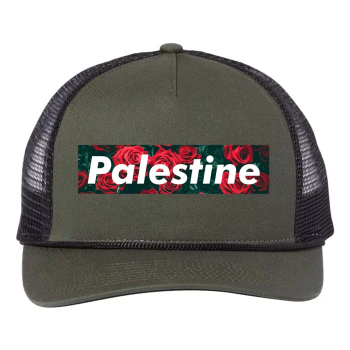 Red Palestine Free Palestine Free Gaza Palestine Flag Arabic Great Gift Retro Rope Trucker Hat Cap