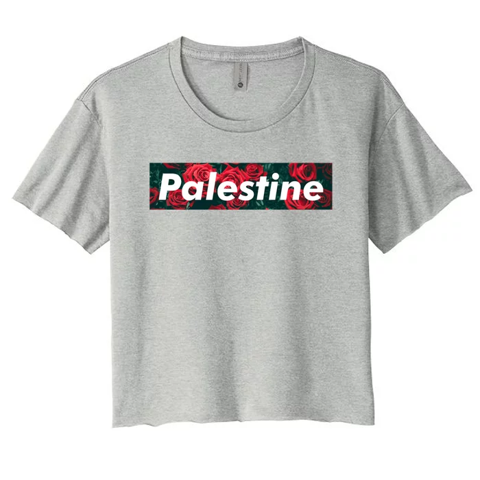 Red Palestine Free Palestine Free Gaza Palestine Flag Arabic Great Gift Women's Crop Top Tee