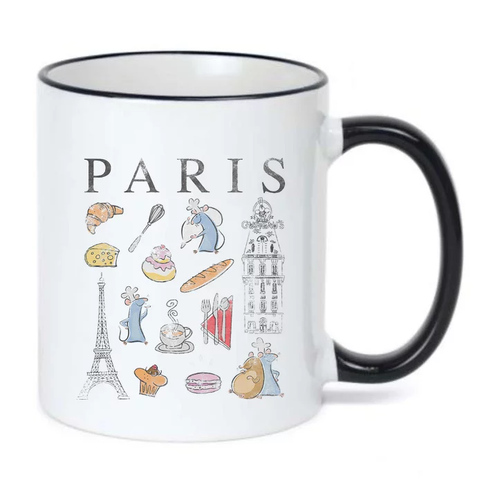 Ratatouille Paris Food & Places Collage Black Color Changing Mug