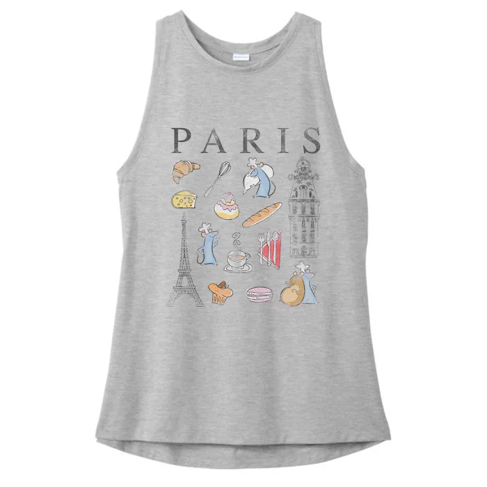 Ratatouille Paris Food & Places Collage Ladies Tri-Blend Wicking Tank