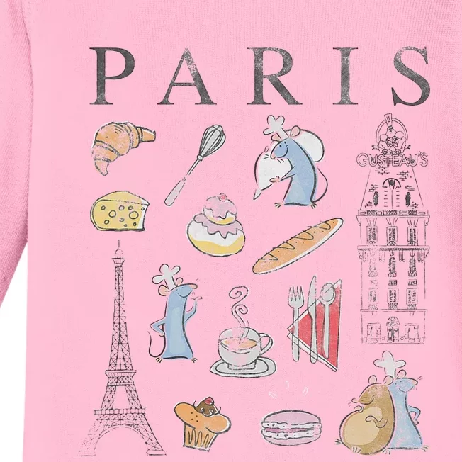 Ratatouille Paris Food & Places Collage Baby Long Sleeve Bodysuit