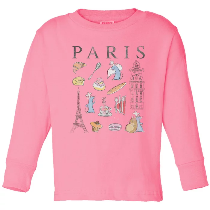 Ratatouille Paris Food & Places Collage Toddler Long Sleeve Shirt