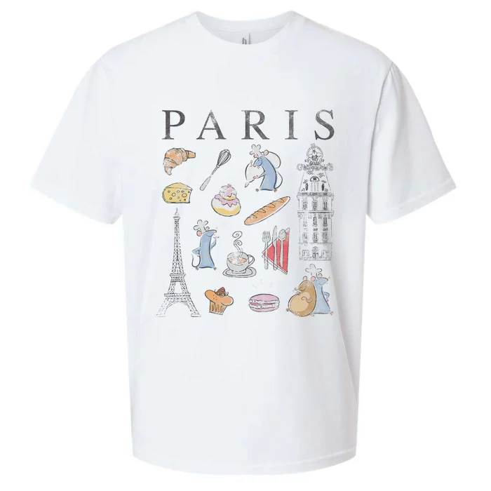 Ratatouille Paris Food & Places Collage Sueded Cloud Jersey T-Shirt