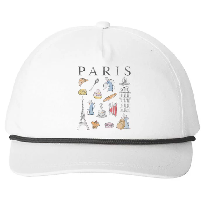 Ratatouille Paris Food & Places Collage Snapback Five-Panel Rope Hat