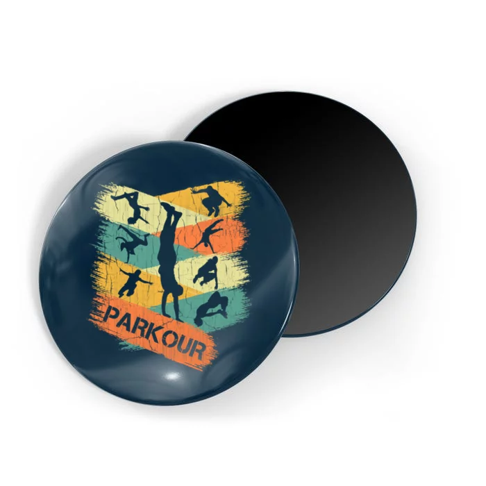 Retro Parkour For Boy Silhouette Vintage Free Running Magnet