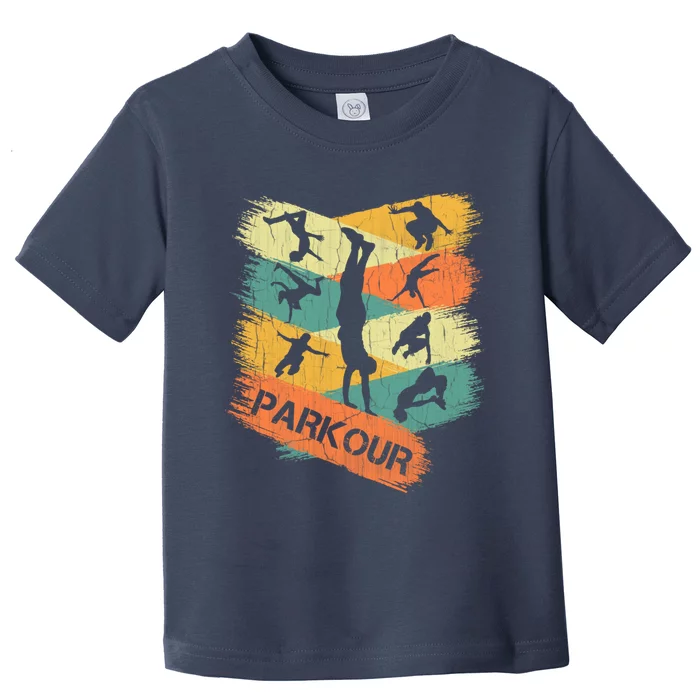 Retro Parkour For Boy Silhouette Vintage Free Running Toddler T-Shirt