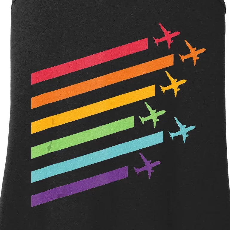 Rainbow Pride Flight Attendant Pilot LGBTQ Ladies Essential Tank