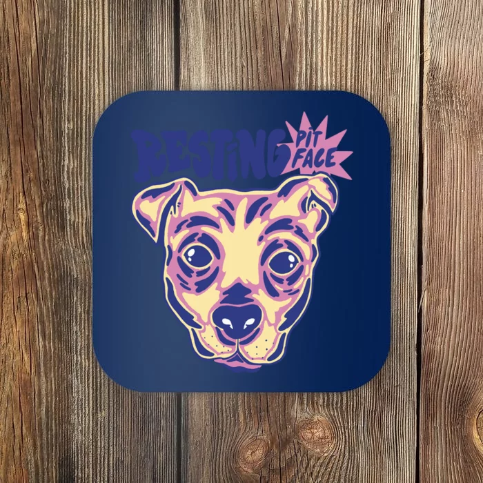 Resting Pit Face Funny Pit Bull Dog Coaster