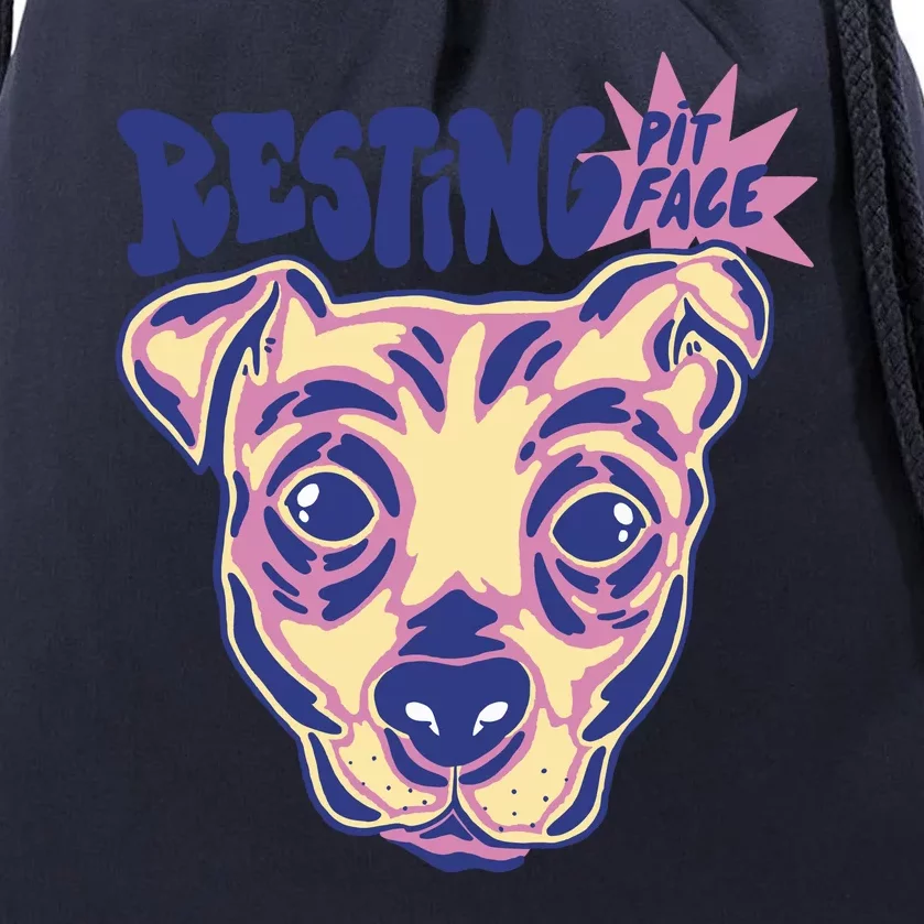 Resting Pit Face Funny Pit Bull Dog Drawstring Bag