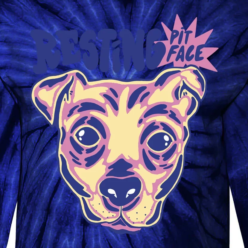 Resting Pit Face Funny Pit Bull Dog Tie-Dye Long Sleeve Shirt