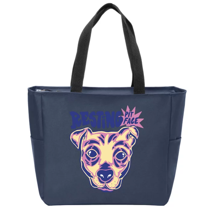 Resting Pit Face Funny Pit Bull Dog Zip Tote Bag