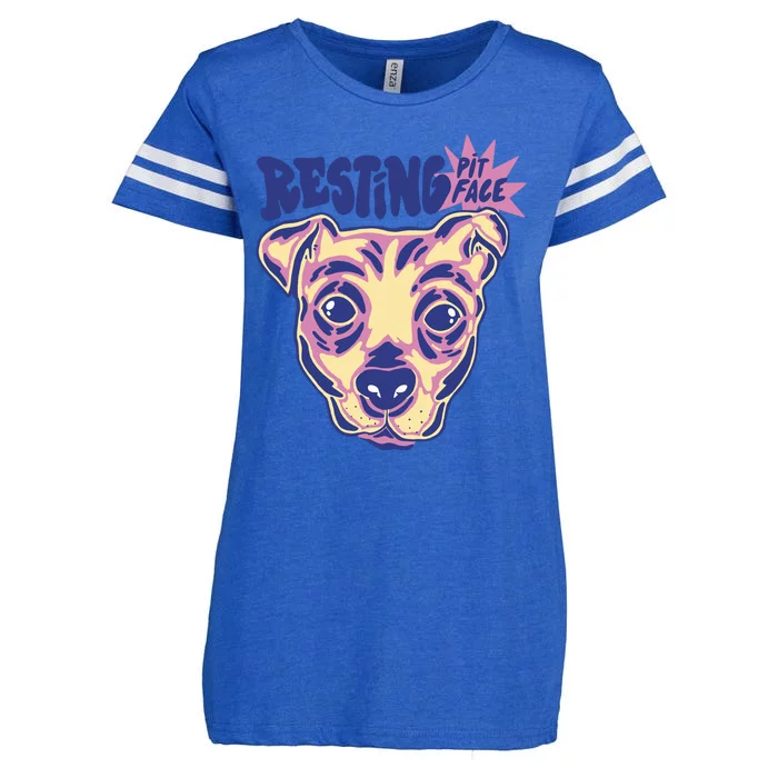 Resting Pit Face Funny Pit Bull Dog Enza Ladies Jersey Football T-Shirt