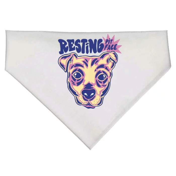 Resting Pit Face Funny Pit Bull Dog USA-Made Doggie Bandana