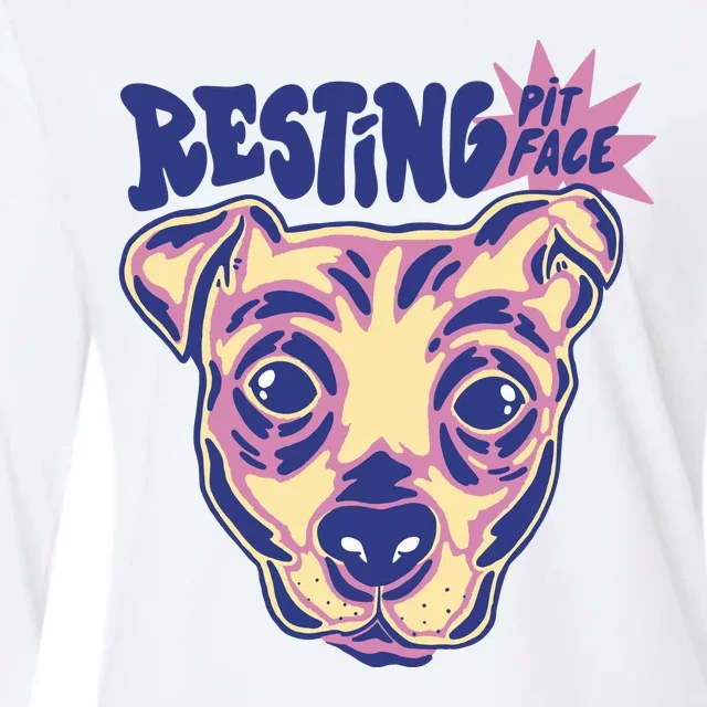 Resting Pit Face Funny Pit Bull Dog Womens Cotton Relaxed Long Sleeve T-Shirt