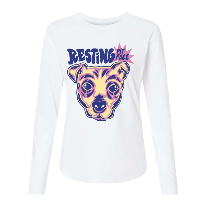 Resting Pit Face Funny Pit Bull Dog Womens Cotton Relaxed Long Sleeve T-Shirt