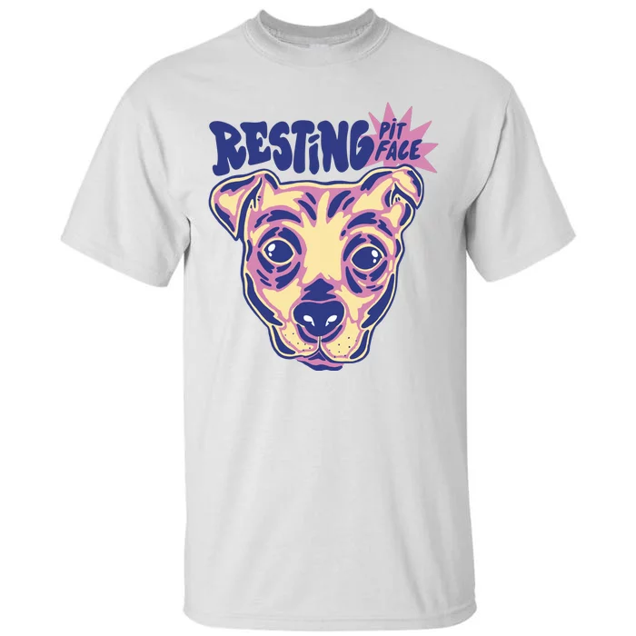 Resting Pit Face Funny Pit Bull Dog Tall T-Shirt