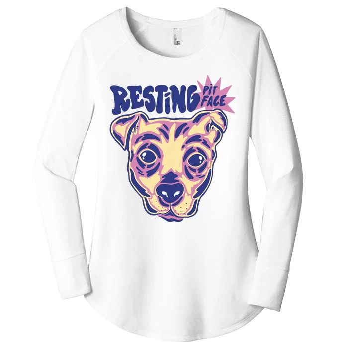 Resting Pit Face Funny Pit Bull Dog Women's Perfect Tri Tunic Long Sleeve Shirt