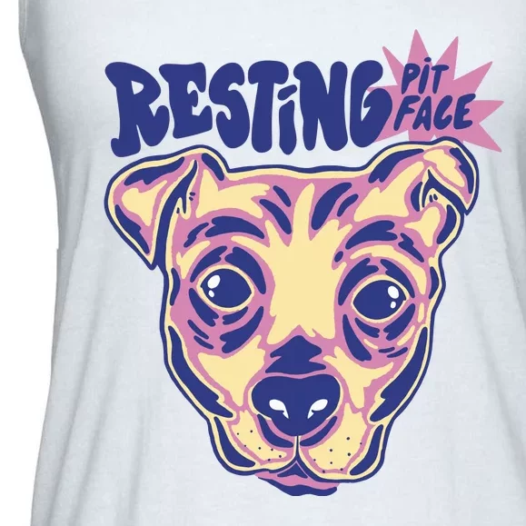 Resting Pit Face Funny Pit Bull Dog Ladies Essential Flowy Tank