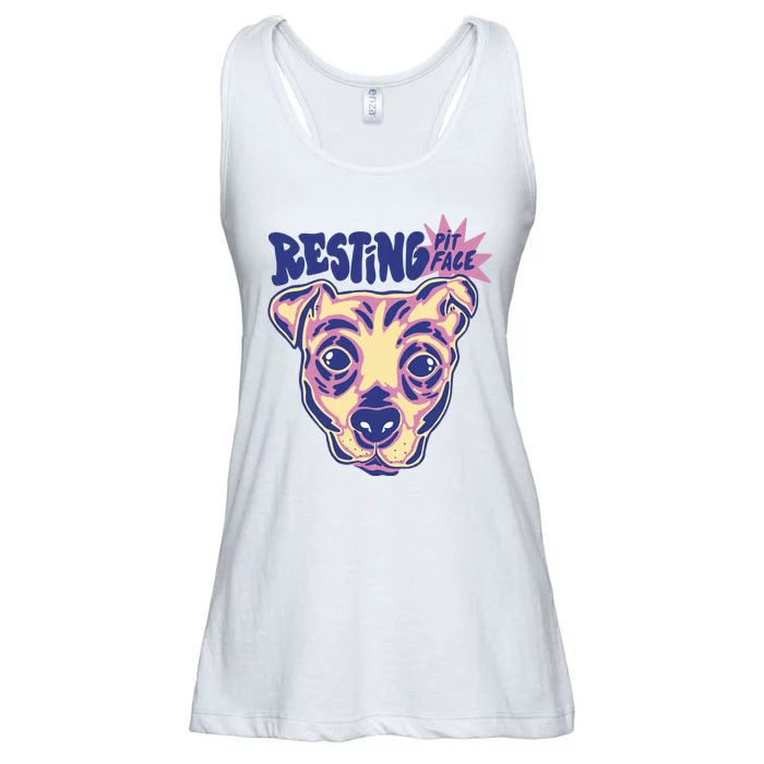 Resting Pit Face Funny Pit Bull Dog Ladies Essential Flowy Tank